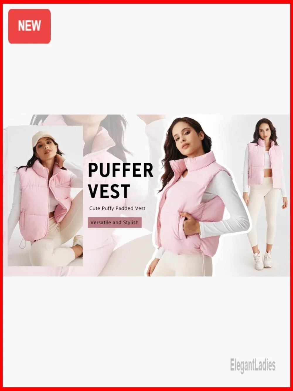 Women's Lightweight Puffer Vest, Sleeveless Quilted Zip Up Coat for Fall Winter - Picture 7 of 7